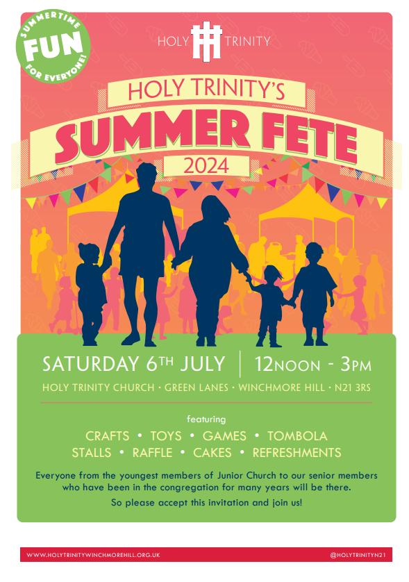Details of our summer fete to be held on Saturday 6th July from 12 noon
