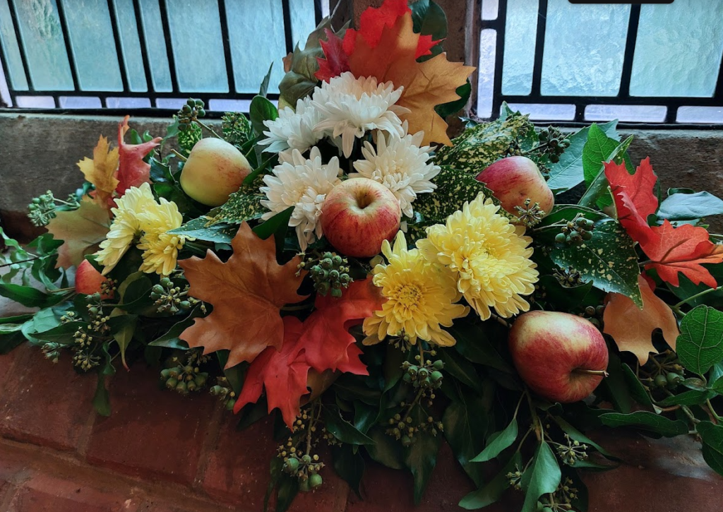 Autumn flowers and fruit