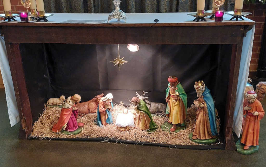 Three wise men visit the Crib on Epiphany Sunday.